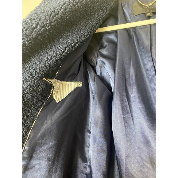 J CREW COAT TEDDY SHERPA LONG COLORBLOCK NAVY WHITE OLIVE GREEN LONGLINE CREAM - Picture 8 of 11